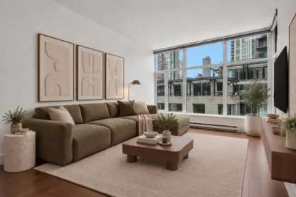 Living Room Photo of 702 888 Homer Street, Vancouver, BC