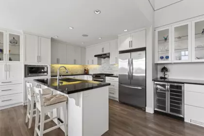 Kitchen Island Photo of 107 3458 Burke Village Promenade, Coquitlam, BC