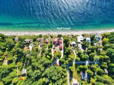 Aerial View of 1991 Coach Road, Roberts Creek, BC