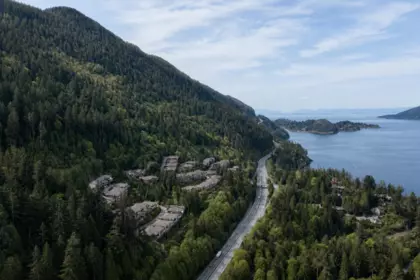 Aerial View of 8725 Seascape Drive, West Vancouver, BC