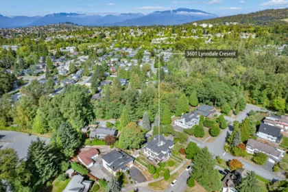 Aerial View of 3601 Lynndale Crescent, Burnaby, BC