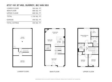 Basement Recreation Room Photo of 92 8737 161 Street, Surrey, BC