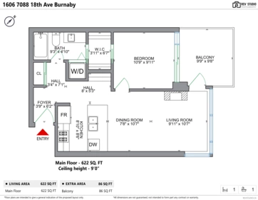 1606 7088 18th Avenue, Burnaby, BC, Edmonds BE — 1 bed apartment/condo for sale