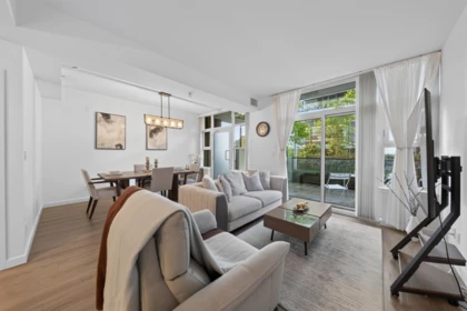 Living Room Photo of 3 8633 Capstan Way, Richmond, BC