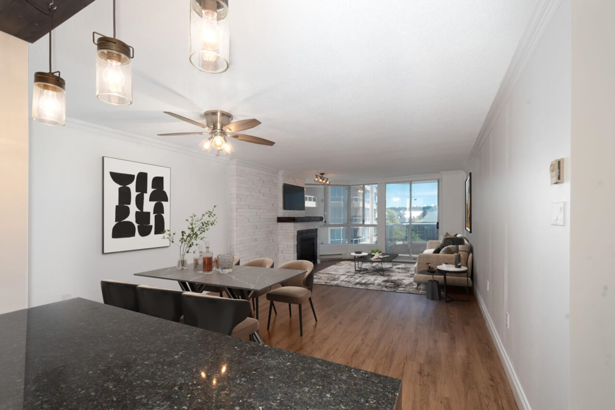 Living Room Photo of 605 1245 Quayside Drive, New Westminster, BC