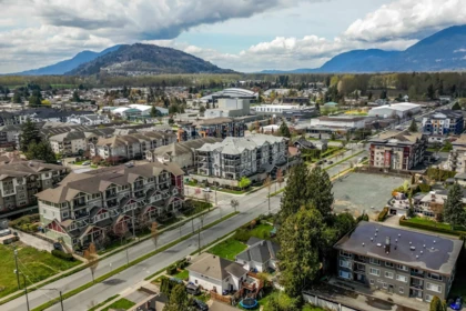 Aerial View of 104 45630 Spadina Avenue, Chilliwack, BC