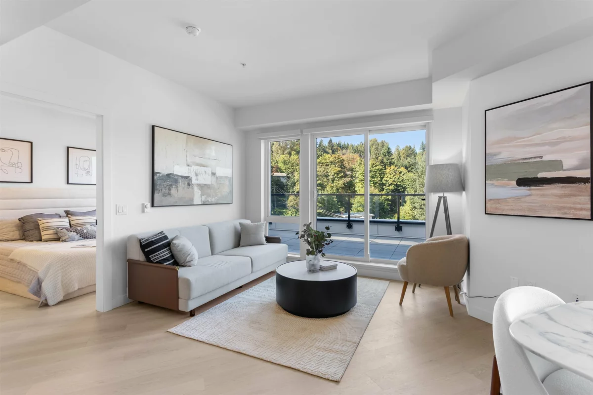Living Room Photo of 604 2002 St. George Street, Port Moody, BC