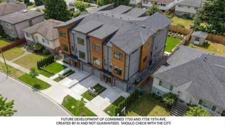 Aerial View of 7750 15th Avenue, Burnaby, BC
