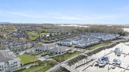Aerial View of 67 5551 Admiral Way, Delta, BC